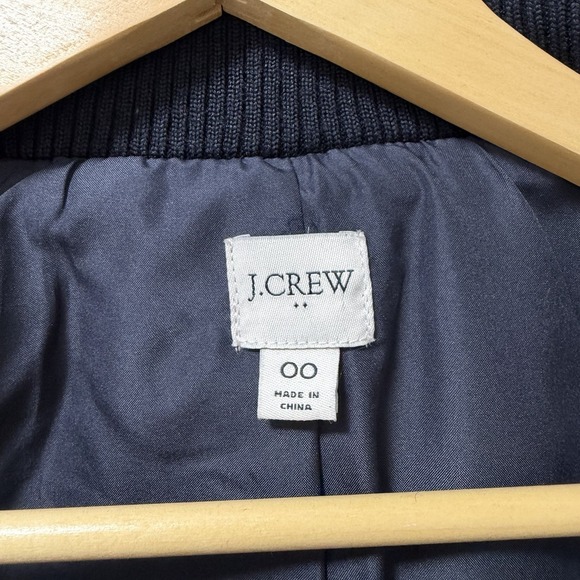 J Crew Womens Village Wool Blend Full Zip Coat Size 00 Navy Blue Classic Winter - Picture 6 of 8